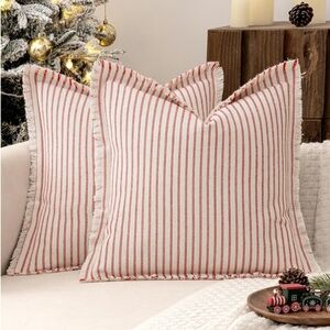 Red and White Striped Throw Pillows